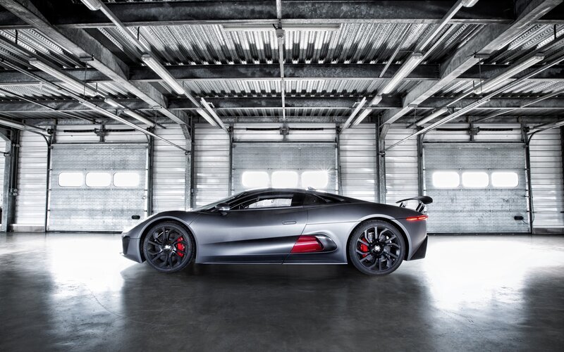 Silver sports car in garage