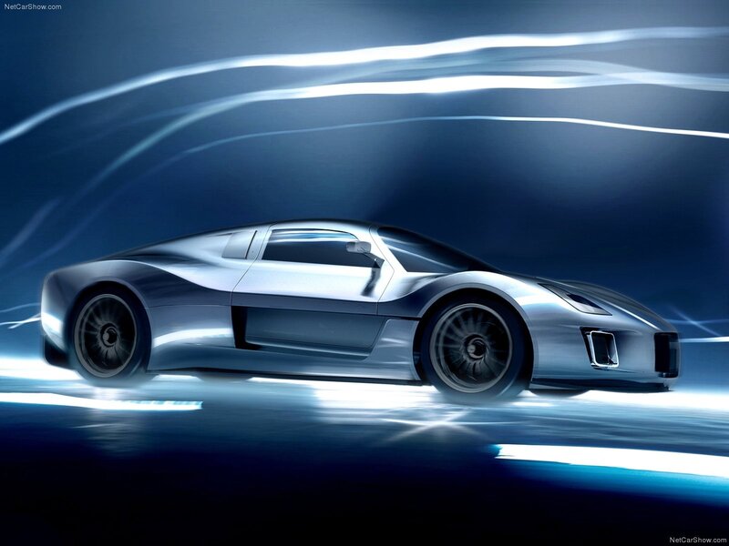 Silver sports car in motion
