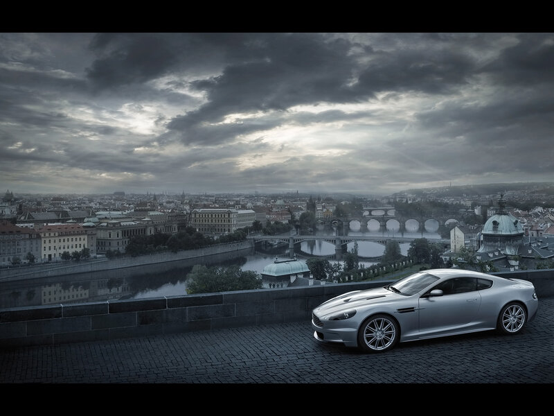 Silver sports car in Prague