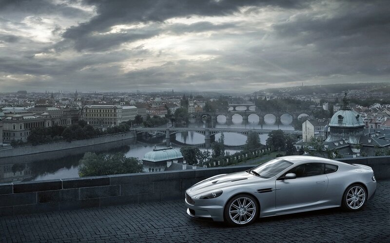 Silver sports car in Prague