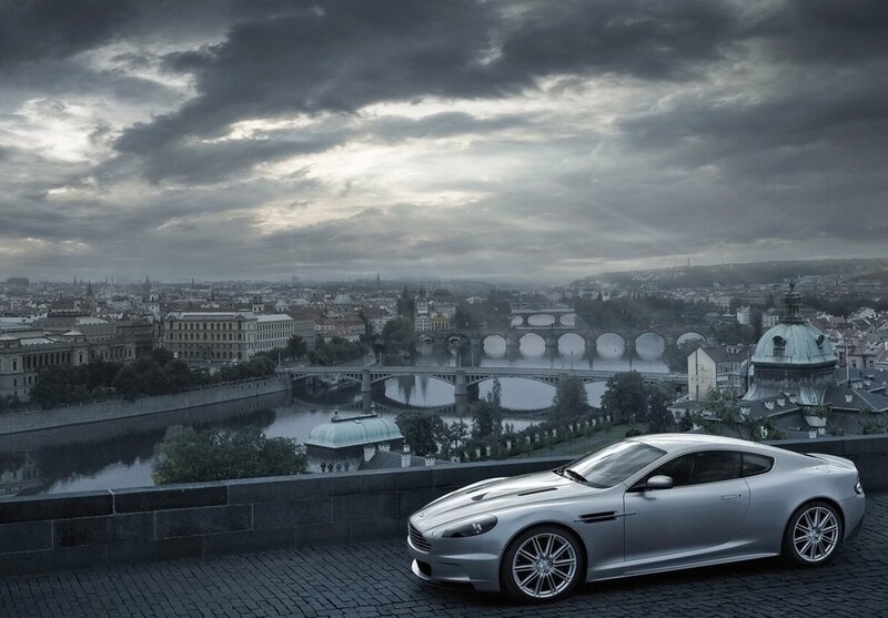 Silver sports car in Prague