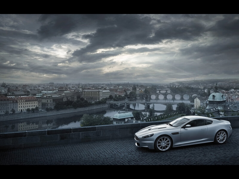 Silver sports car in Prague