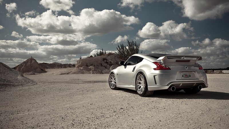 Silver sports car in quarry