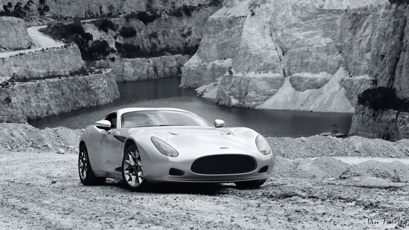 Silver sports car in quarry