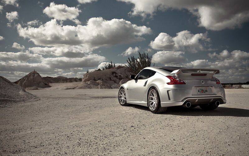 Silver sports car in quarry