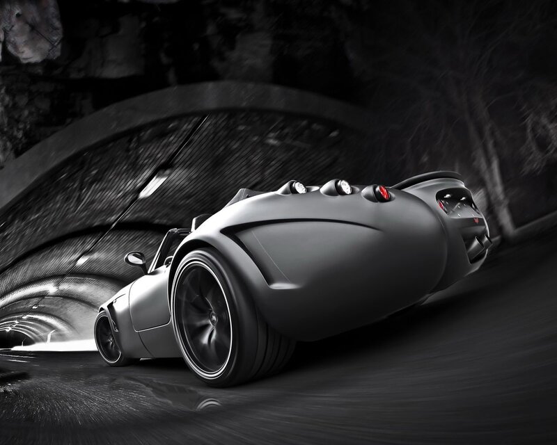 Silver sports car in tunnel