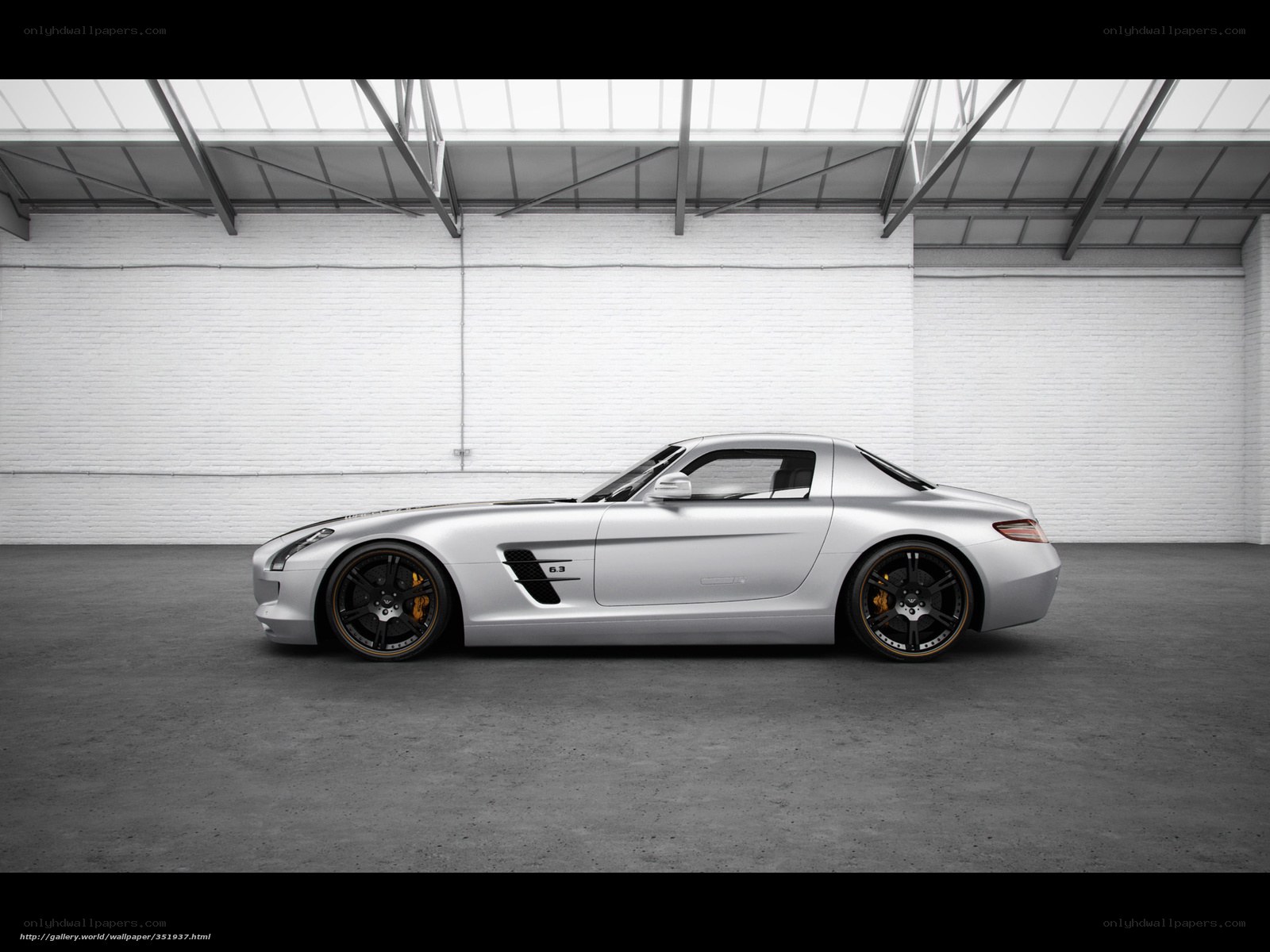 Silver sports car in warehouse