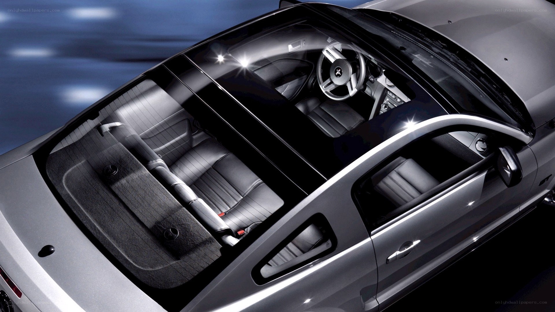 silver sports car interior