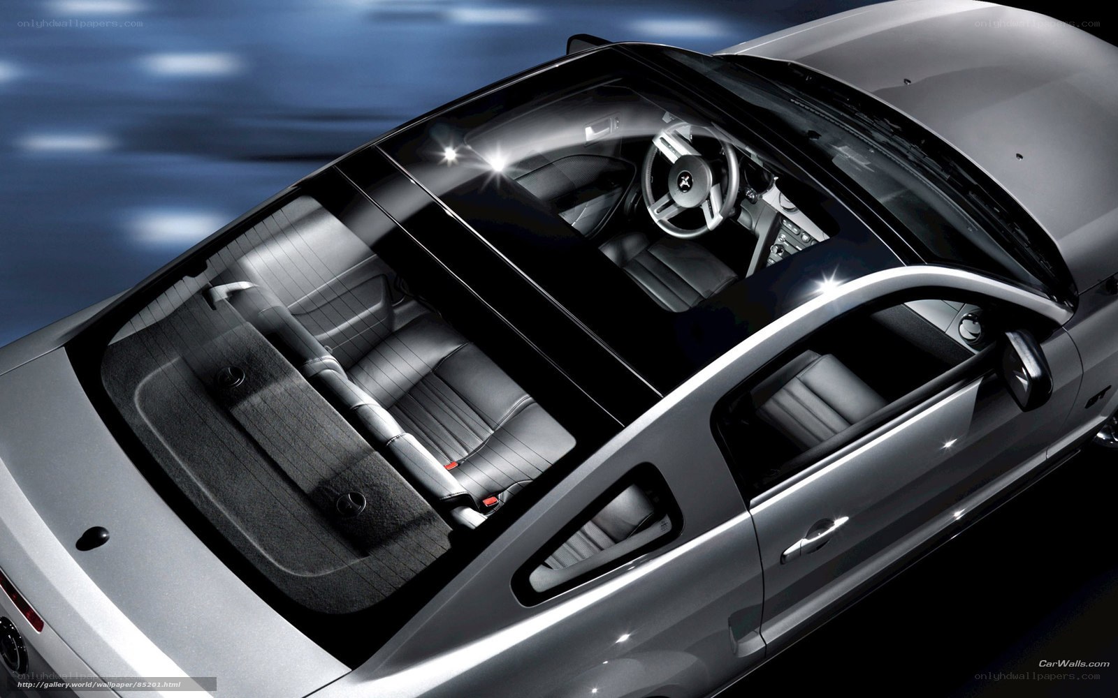 Silver sports car interior