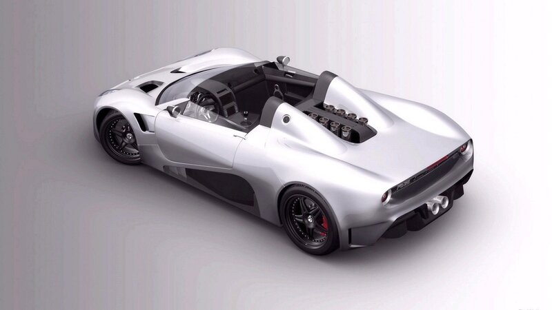 Silver Sports Car — Modern, 3d Render, Exposed Engine