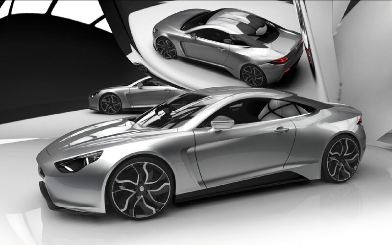 Silver Sports Car — Modern, 3d Render, Mirror