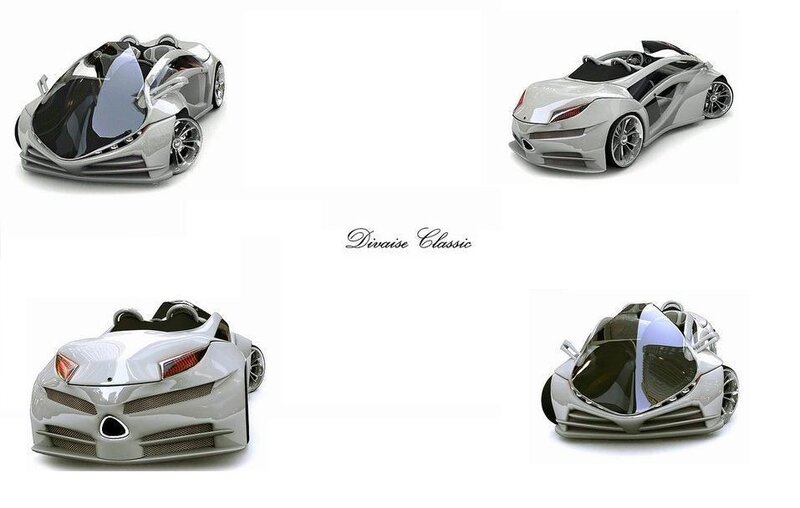 Silver Sports Car — Modern, 3d Render, Wheels, Windows, Black, Divaise Classic