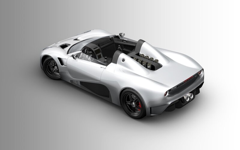 Silver Sports Car — Neutral, 3d Render, Engine, Exhaust