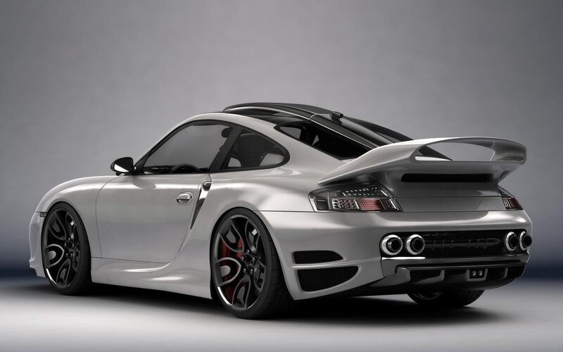 Silver Sports Car — Neutral, 3d Render, Rear Wing