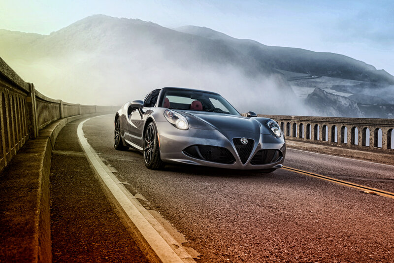 Silver sports car on a bridge
