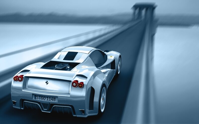 Silver sports car on a bridge