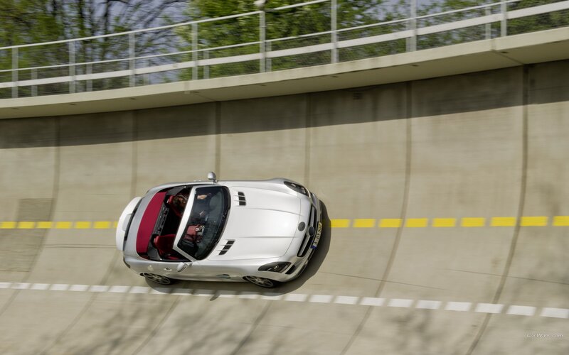 Silver sports car on a ramp