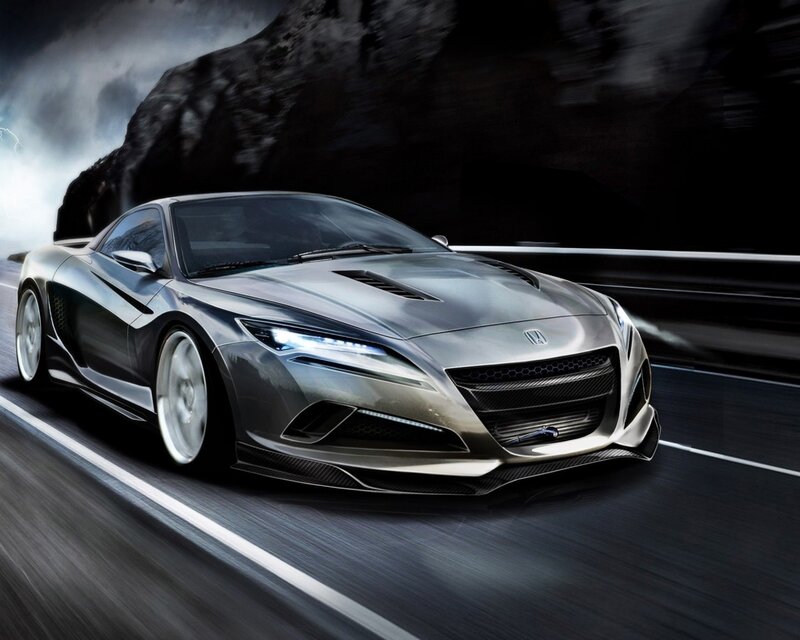 Silver sports car on a road