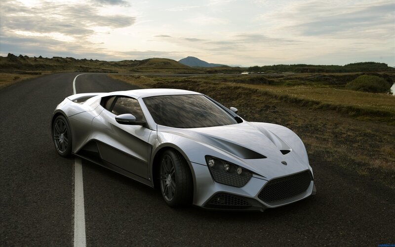 Silver sports car on a road