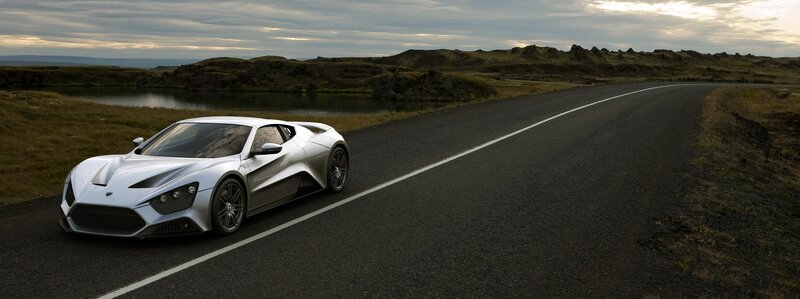 Silver sports car on a road