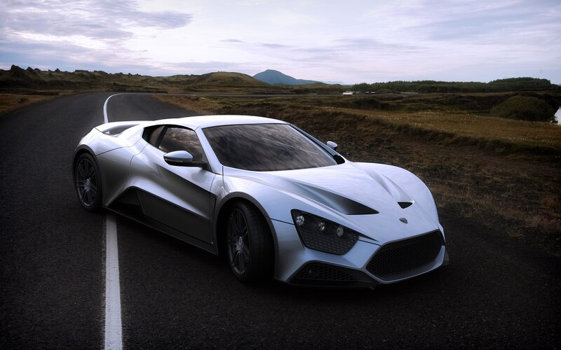 Silver sports car on a road
