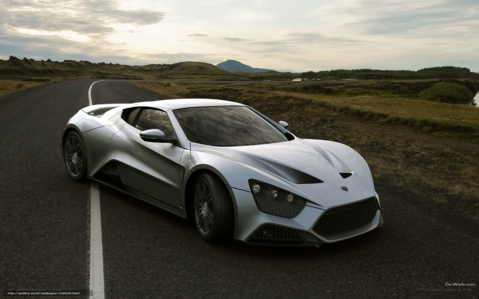 Silver sports car on a road