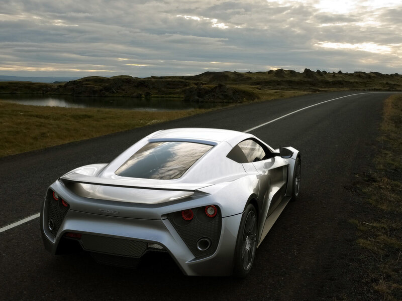 Silver sports car on a road