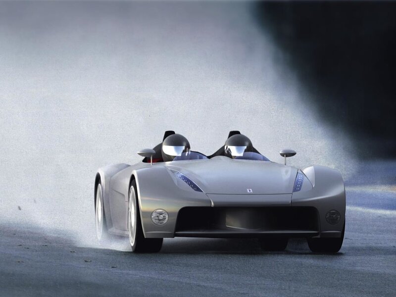 Silver sports car on a track