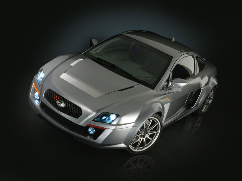 silver sports car on black