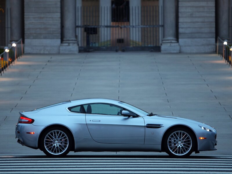Silver sports car on city street