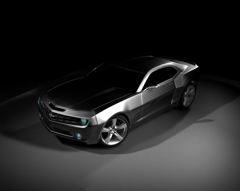 silver sports car on dark background