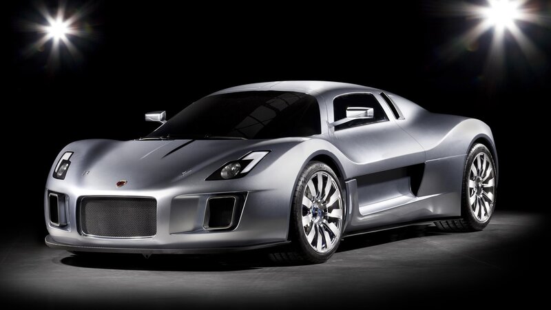 silver sports car on display