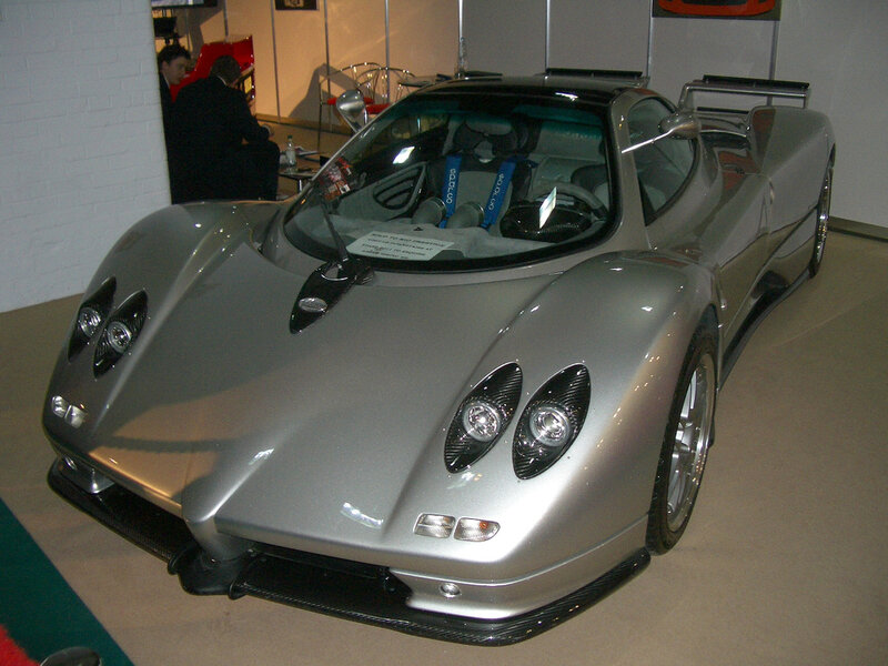 silver sports car on display