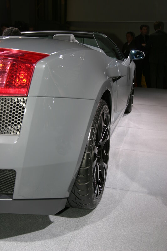 silver sports car on display