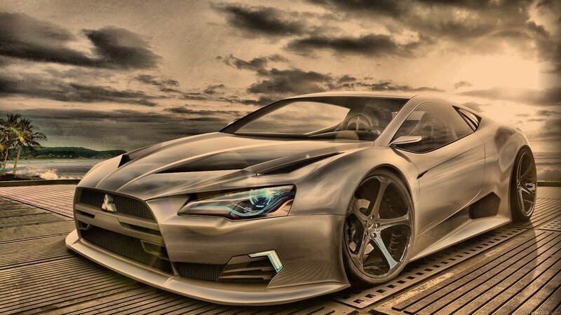 silver sports car on dock