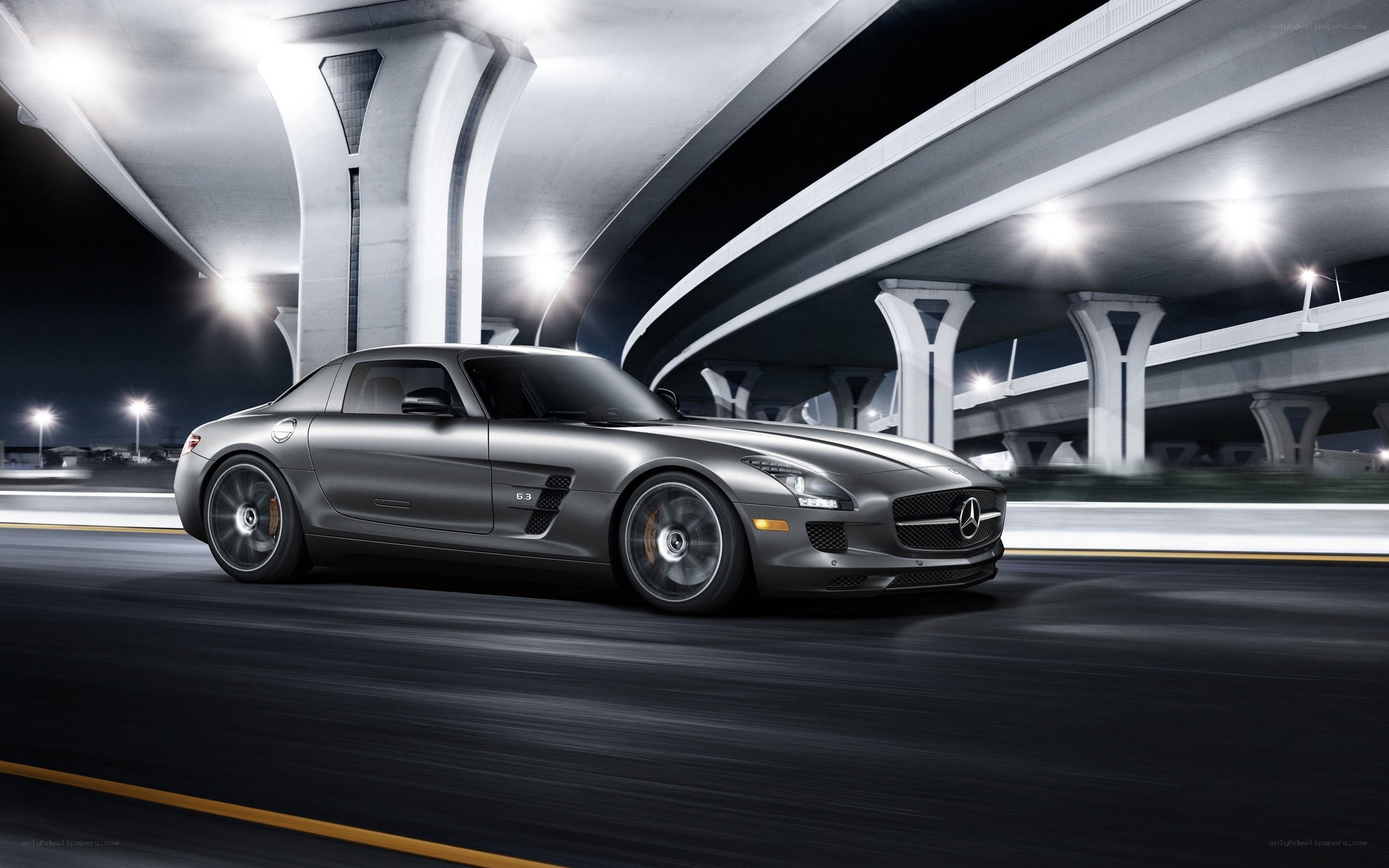 Silver sports car on highway