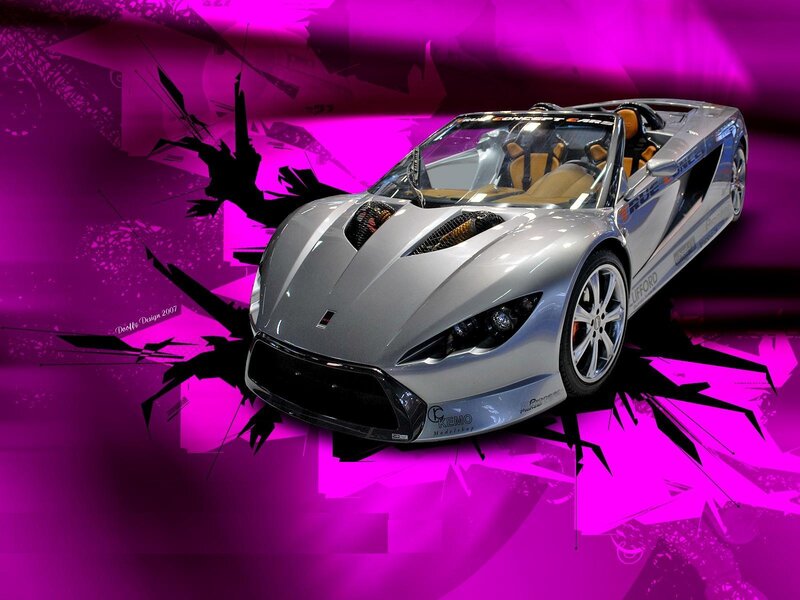 silver sports car on purple background