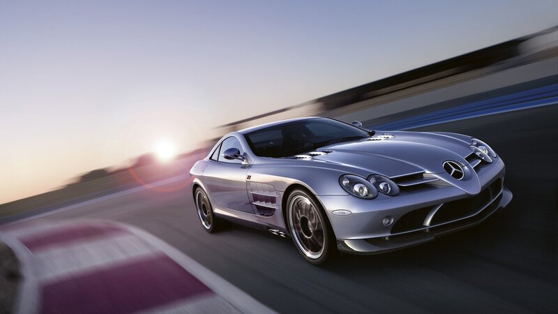 Silver sports car on racetrack