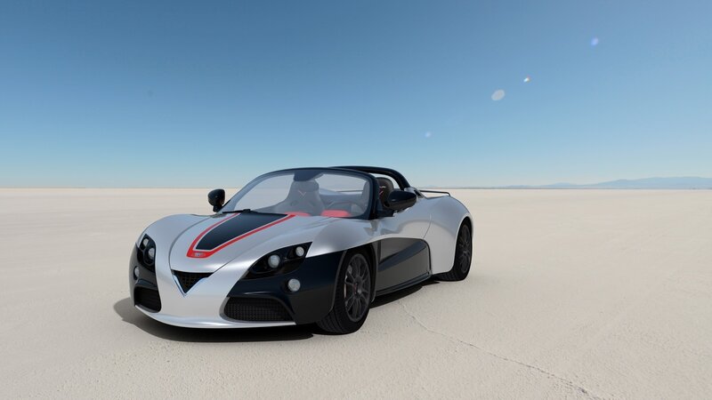 silver sports car on salt flat