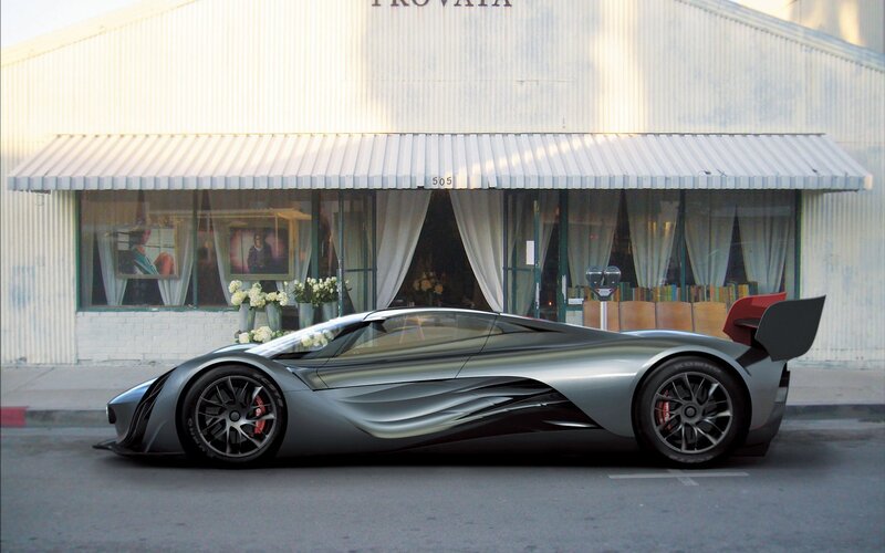 Silver sports car on street