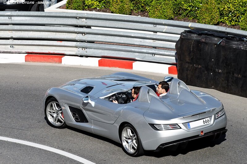 Silver sports car on track