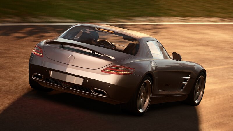silver sports car on track