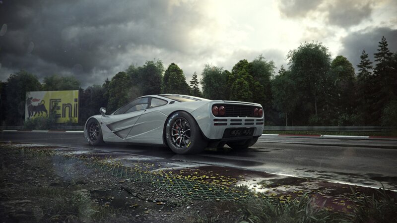 Silver Sports Car on Track — Gray, Dramatic, Afternoon