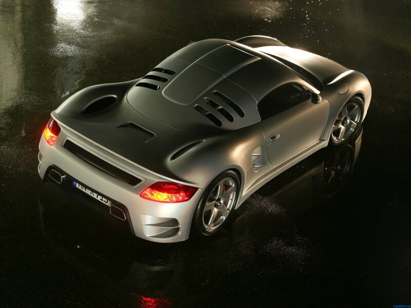 silver sports car on wet pavement