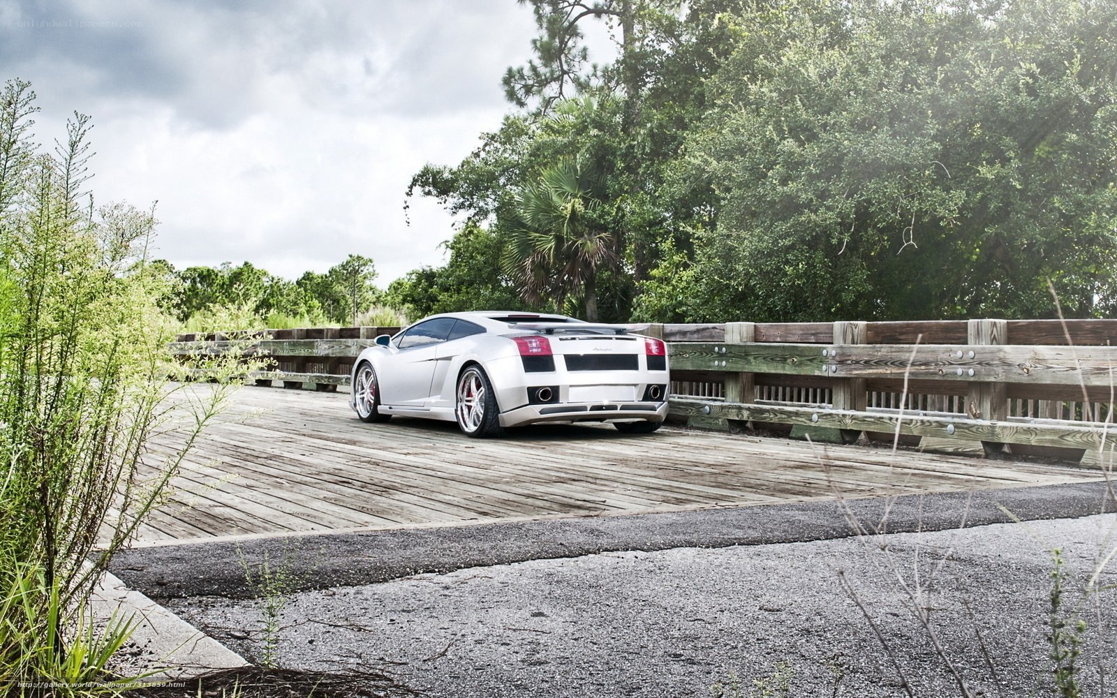 silver sports car on wooden bridge