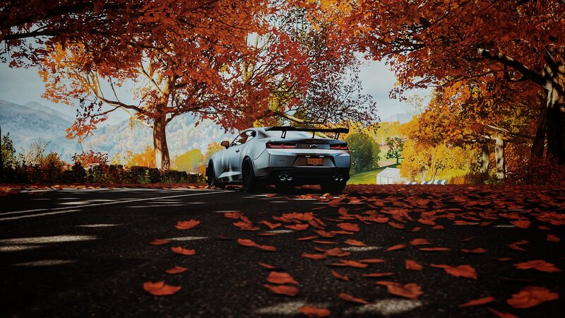 Silver Sports Car — Orange, Serene, Autumn, 3d Render