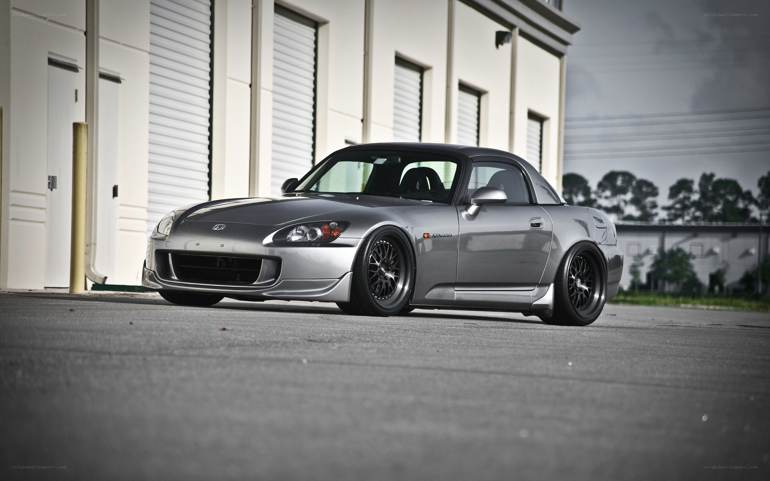 silver sports car parked