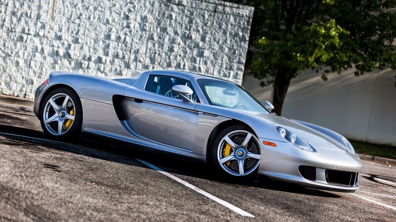 silver sports car parked