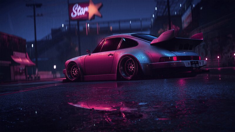Silver Sports Car — Purple, Dark, Night