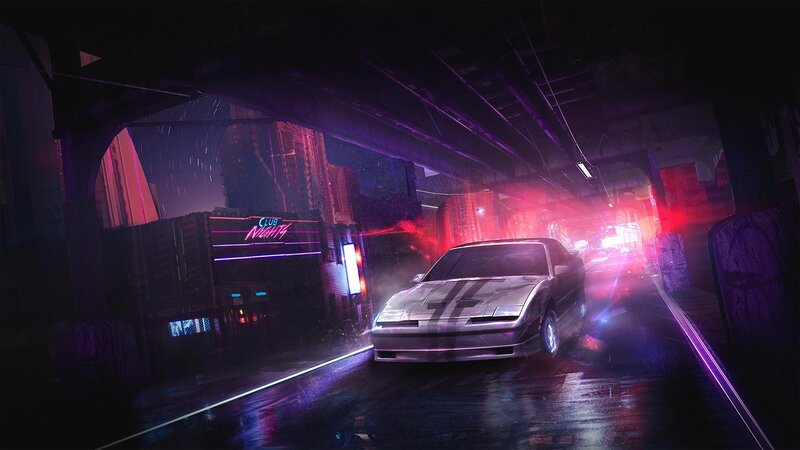 Silver Sports Car — Purple, Dark
